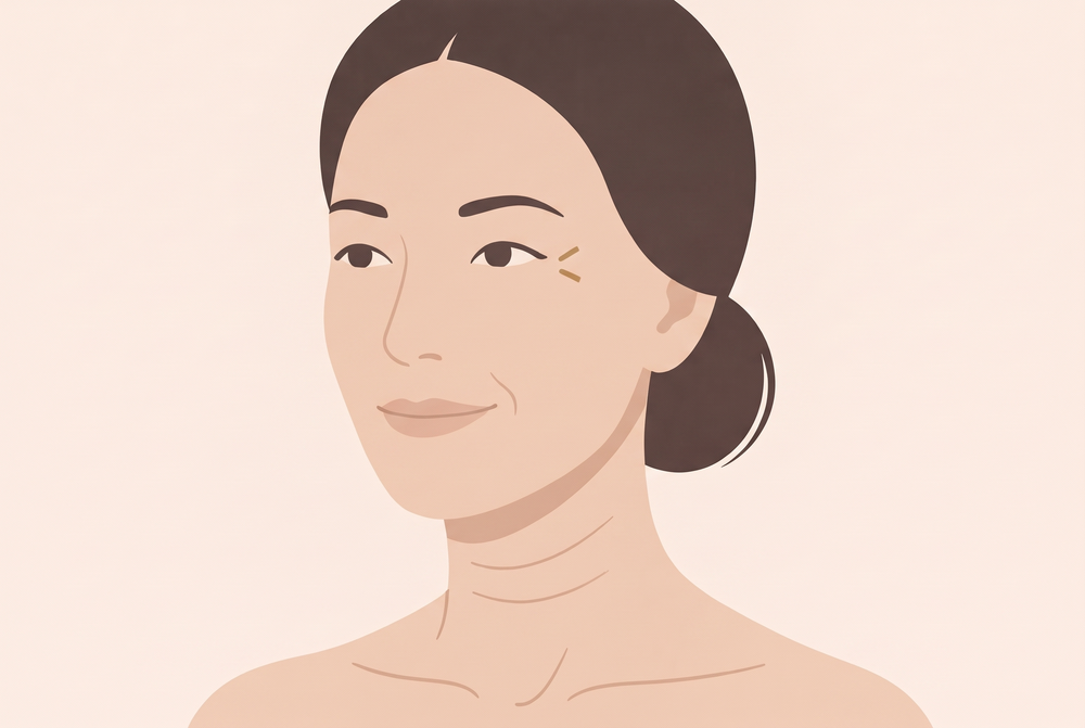 Illustration: Linien an Hals und Dekolleté
